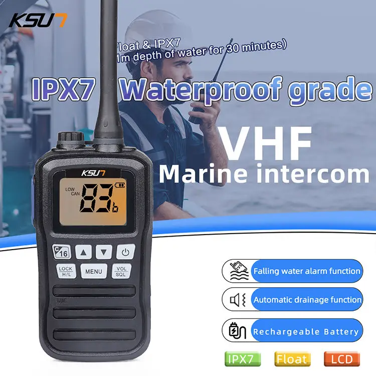 P25 5 كجم IPX7 مقاوم للماء سفينة المحيط البحر VHF تعويم لاسلكي تخاطب NOAA قنوات الطقس راديو بحري