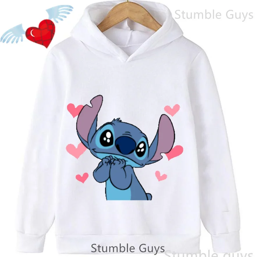 

Kids Disney 3-12Y Stitch Kawaii Sweatshirt Trucksuit Autumn Warm Fashionable Boys Clothes Girls