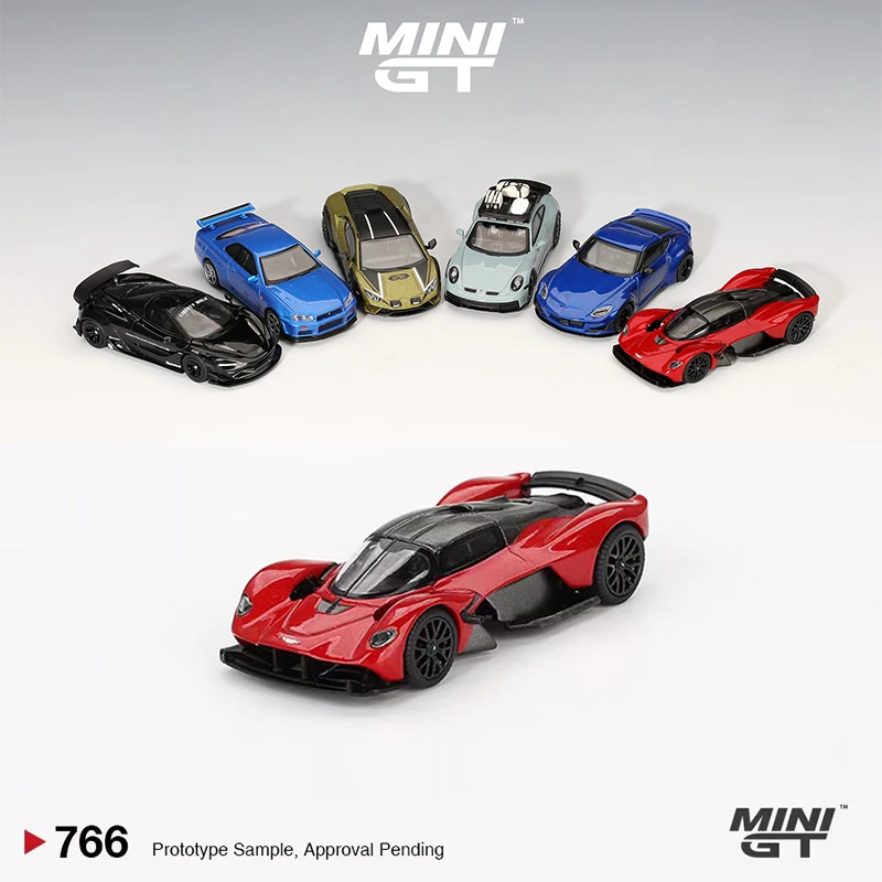 MINIGT 1:64 Toy Model Car A Mar Alloy Die-Cast Sport Vehicle Valkyrie Hyper Red #766 Display Collection Gifts