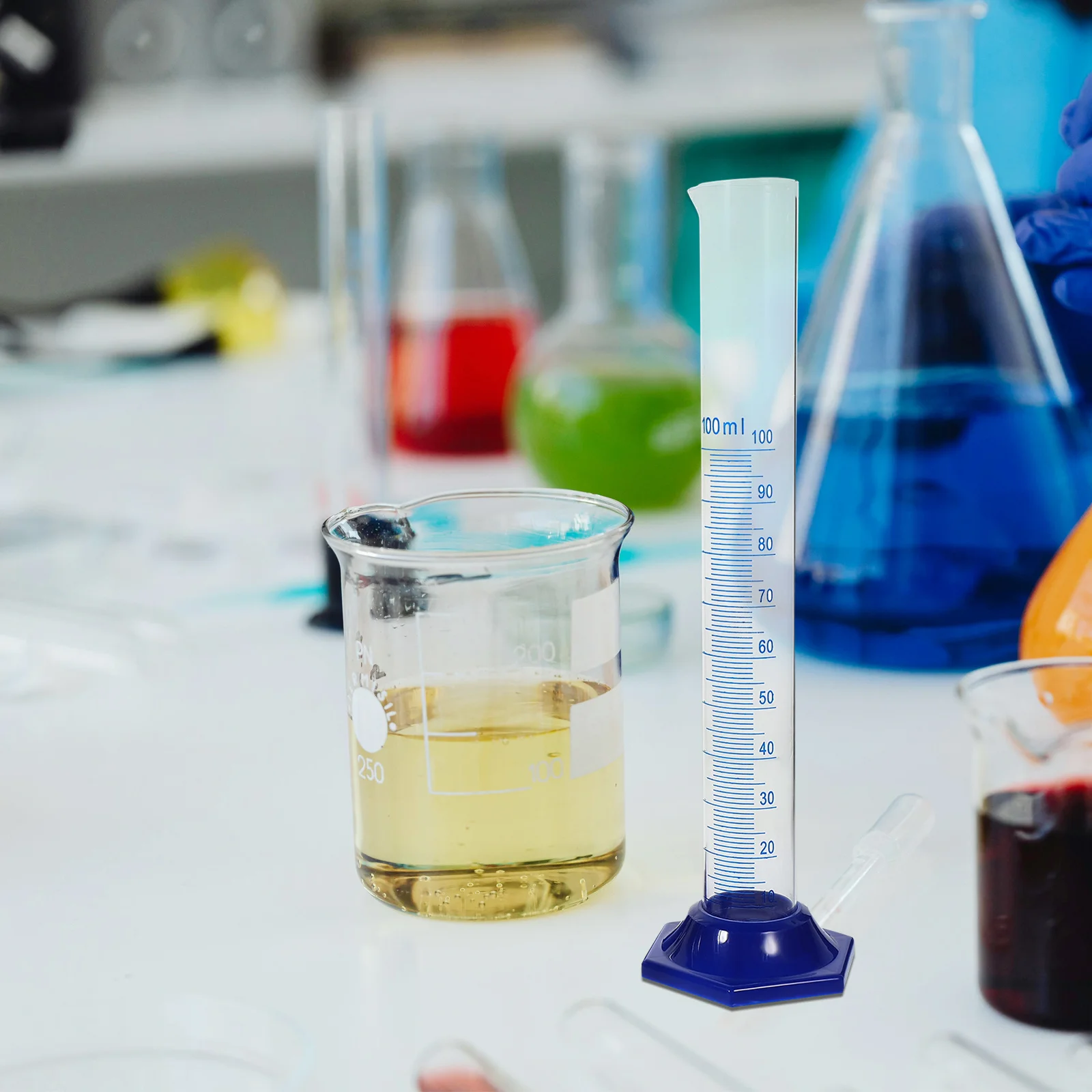 

1Set Graduated Cylinder Set Glass Measuring Cylinders Dropper Brush Chemical Resistant Laboratory Educational Medical Use