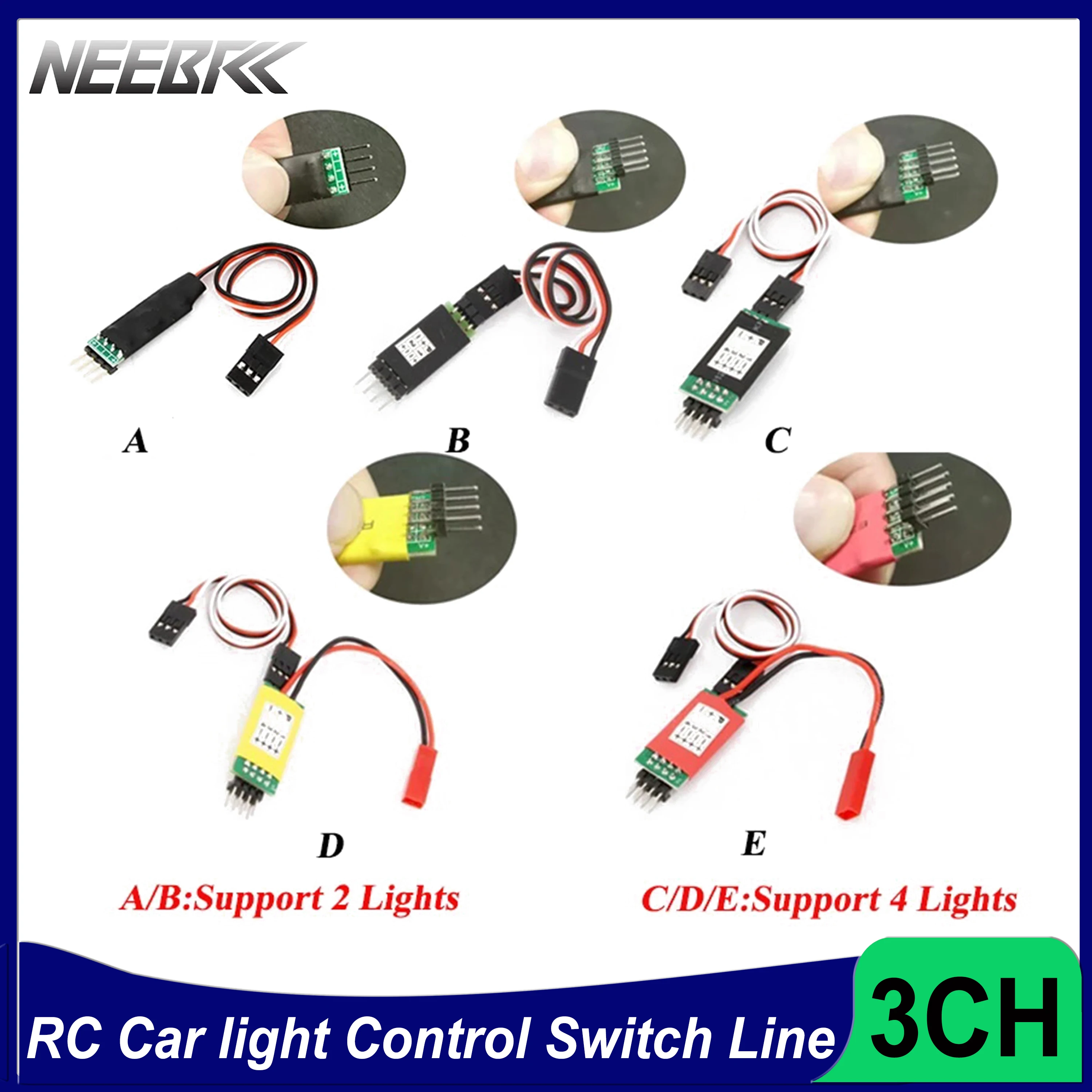 RC 3CH Light Control Switch Panel LED Lamp Turn on/off System for 1/10 1/8 RC Car Crawler Buggy Vehicle Model Accessories Parts