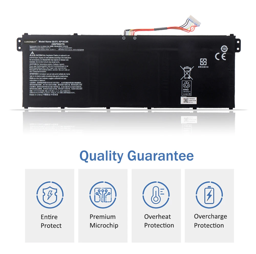 LUSONBAY AP18C8K AP18C4K Laptop Battery For Acer Aspire 5 A515-43-R057 R4MG R6F6 R6WW A515-44 R7NU R5UZ KT00304012 4471mAh