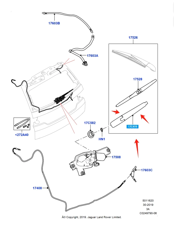 LR064429 REAR WINDSHIELD WIPER ARM FOR LAND ROVER DISCOVERY SPORT 2.0