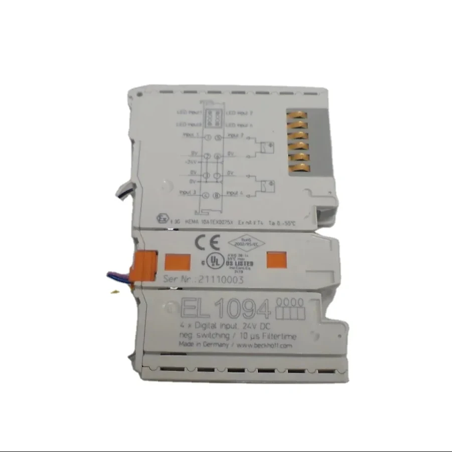 

BECKHOFF EL1094 Терминал EtherCAT, 4-канальный цифровой вход, 24 В постоянного тока, переключение заземления для ПЛК, PAC и специальные контроллеры