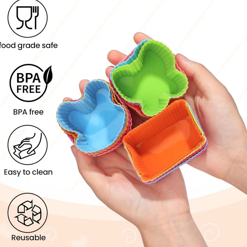 8PCS Silicone Lunch Box Dividers For Children Kids School Food Dividers For Bento Box Silicone Cupcake Liners Mold Baking Tools. view 5