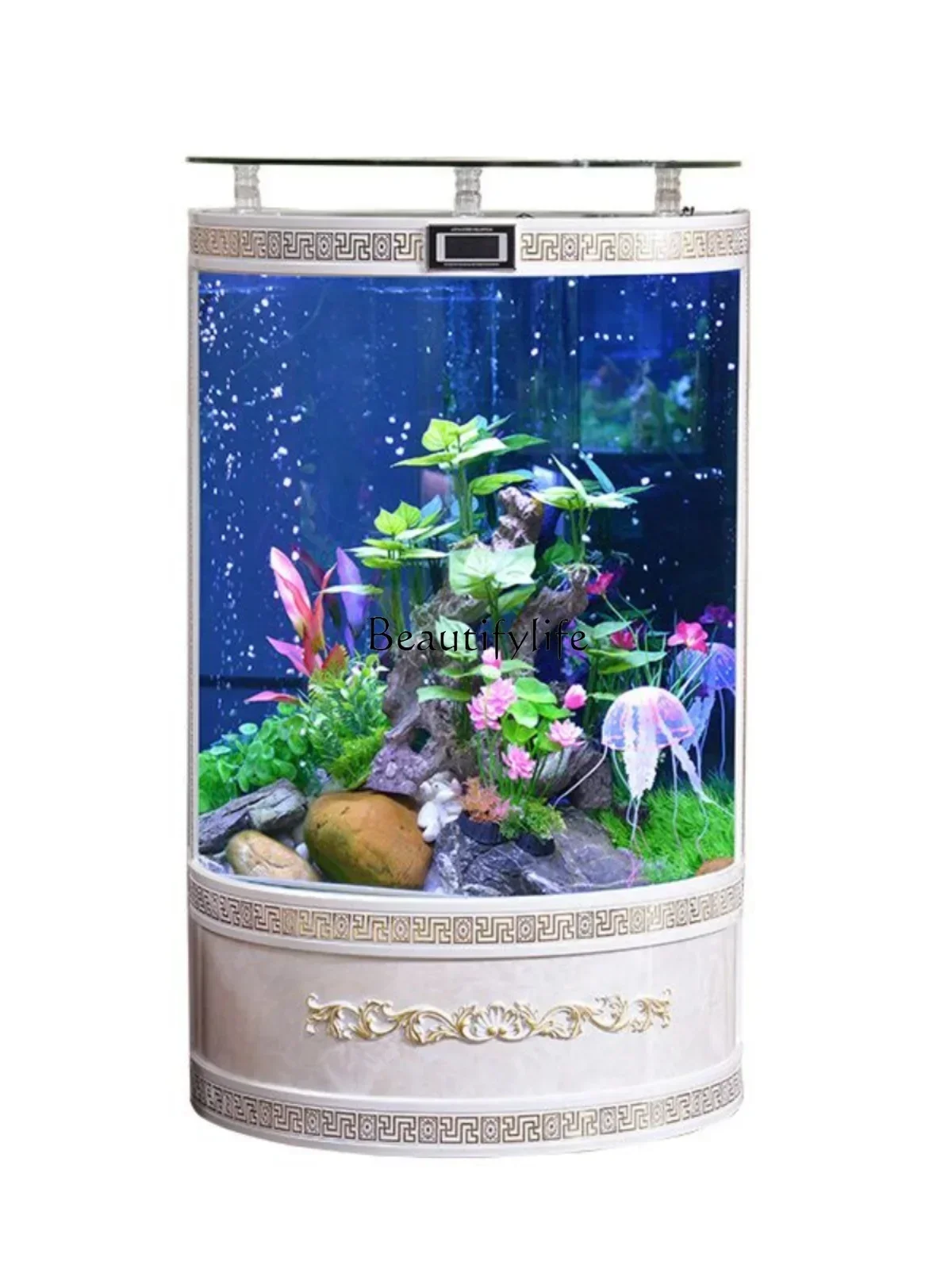 

LD33Fish Tank Living Room Small Change Water Floor Household Semicircle