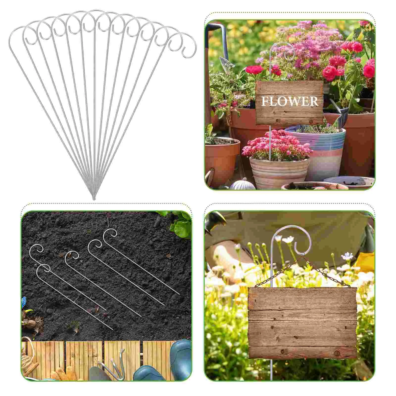 30Pcs Plant Label Hook Pole Hanging Plant Rod Shepherd Hook Garden Marker Stake Metal Plant Shelf Flower Sign Hanger Outdoor