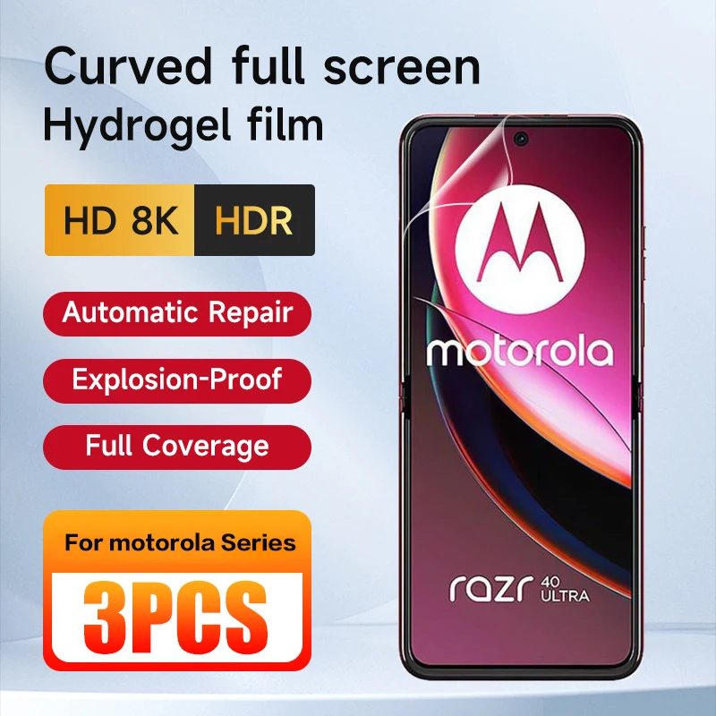 3 Pcs Hydrogel Film For Motorola Razr 40 Ultra Soft HD Clear Front Back Screen Protector for Moto Razr40 Ultra 40Ultra Film