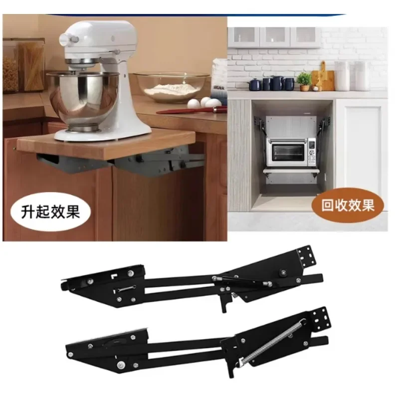 Kitchen Cabinet Hydraulic Lifting Spring Hinge, Concealed Mechanism for Mixer Lift Up Storage Shelf