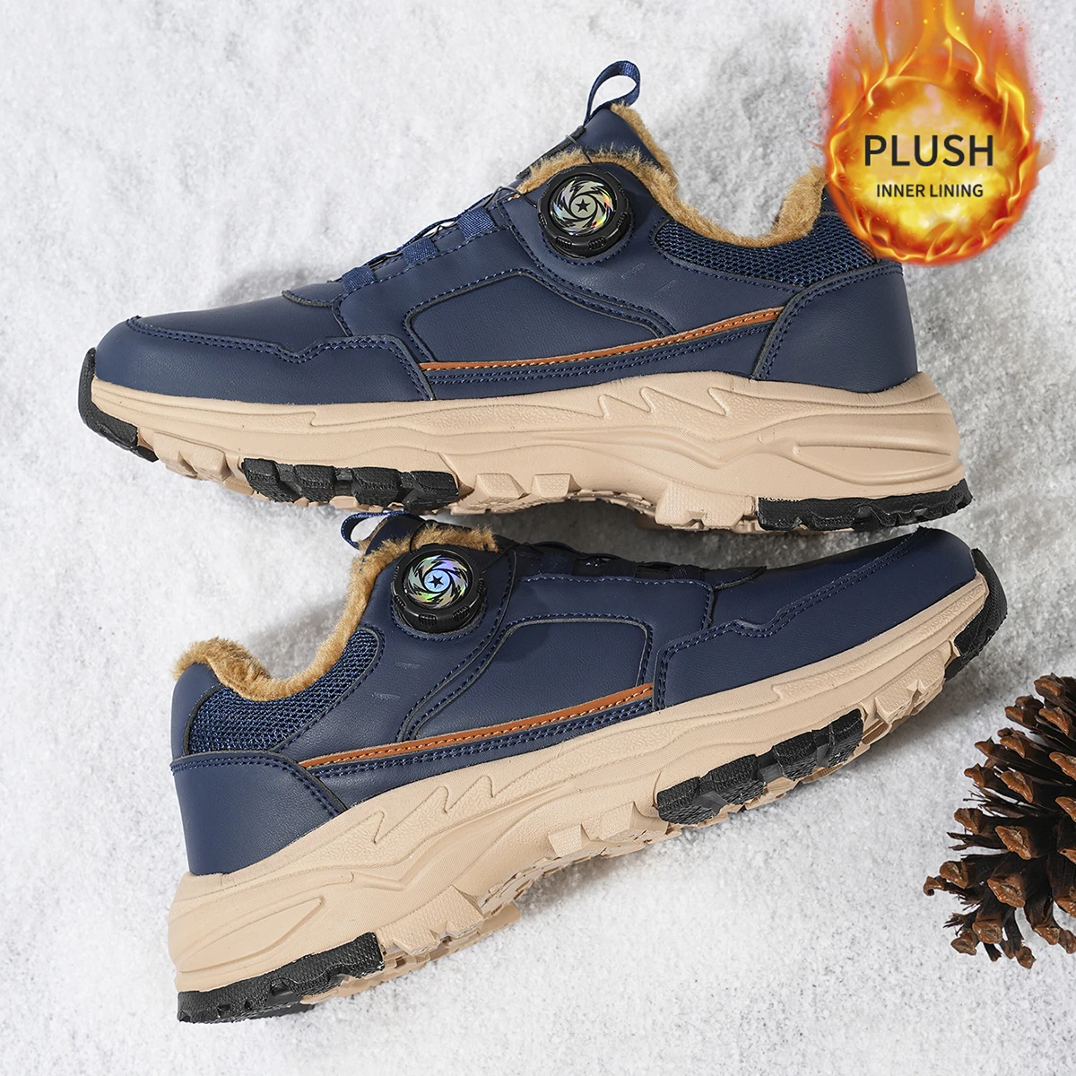 Herren-Sportschuhe in großen Größen mit Plüsch-Innenfutter, Outdoor-Wanderschuhe, bequeme, lässige, modische Trainingsschuhe für Paare – Detail 17