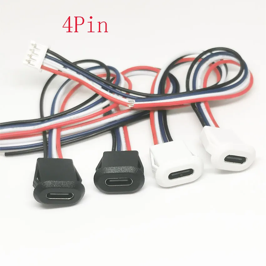 

1-10PCS 4P USB-C Type Waterproof USB Connector Direct compression female base Female Socket Charging Interface With Welding Wire