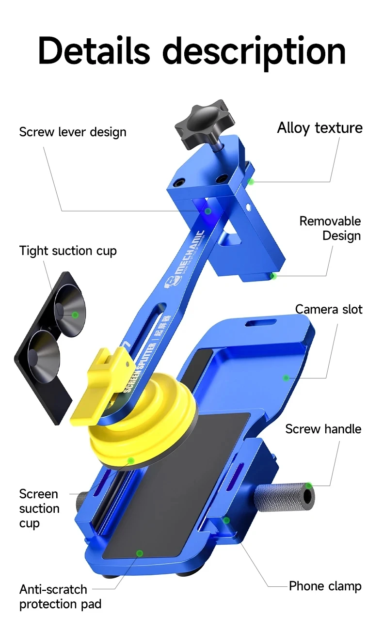 MECHANIC CP7 Mobile Phone LCD Screen Pry Opening Fixture No Heating Adjusted Freely Strong Sucktion Display Removal Repair Tool