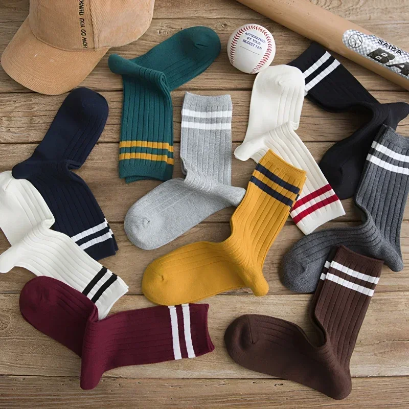 Women's 10 Pairs Vintage Striped Ankle Socks Athletic Sport Casual Crew Socks