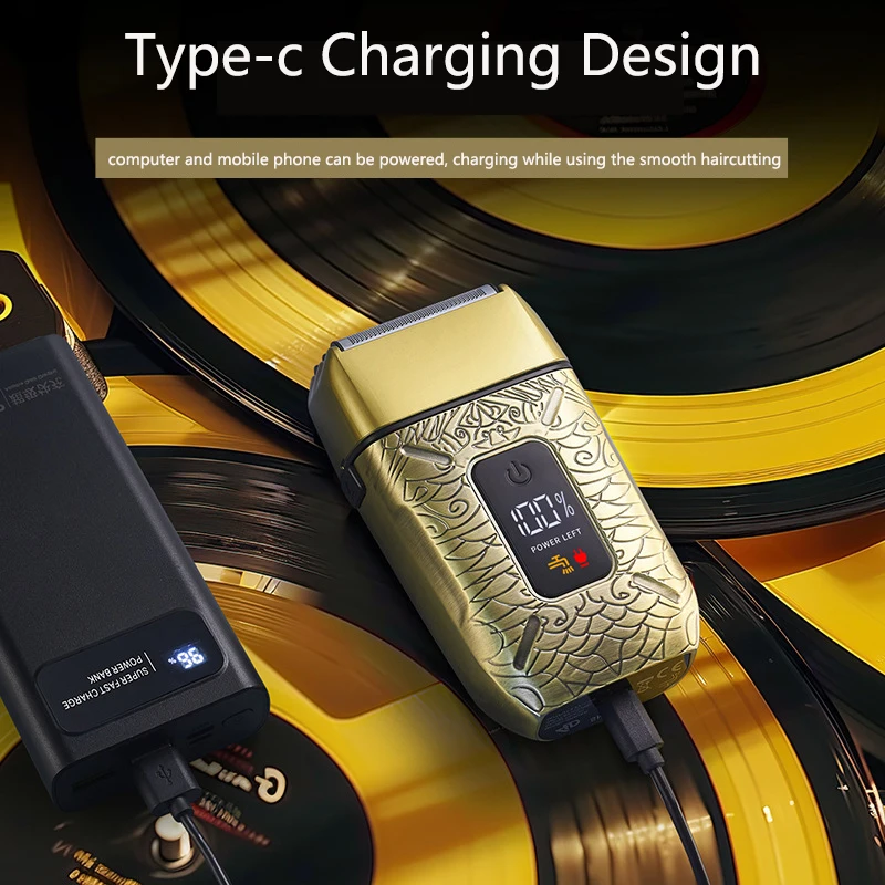 STLF Factory 4D Floating Head Ganzmetallrasierer Wasserdichter Friseur-Folienrasierer USB-Lade-Elektrorasierer