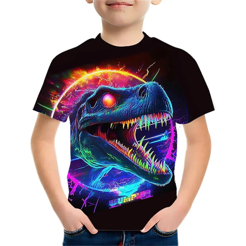 2025 Dinosaur 3d Print Casual Children's Clothing Top Tee Shirt Fashion Animal T Shirt Simple Kids Boy Clothes Short Sleeve