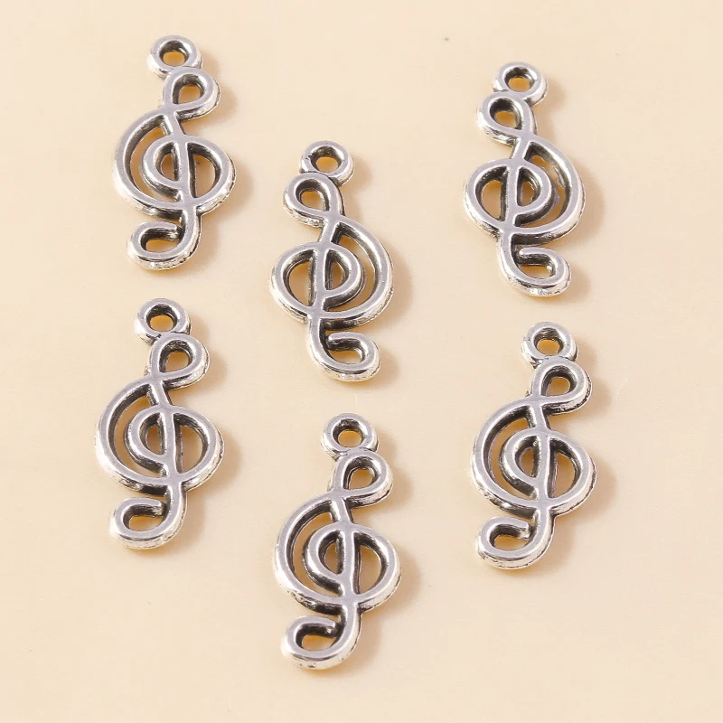 Leslie 50 Stück 19x8mm Legierungs-Anhänger Musiknoten-Charms Niedliche Ohrringe Halsketten-Anhänger DIY Schmuckherstellung Zubehör – Detail 3