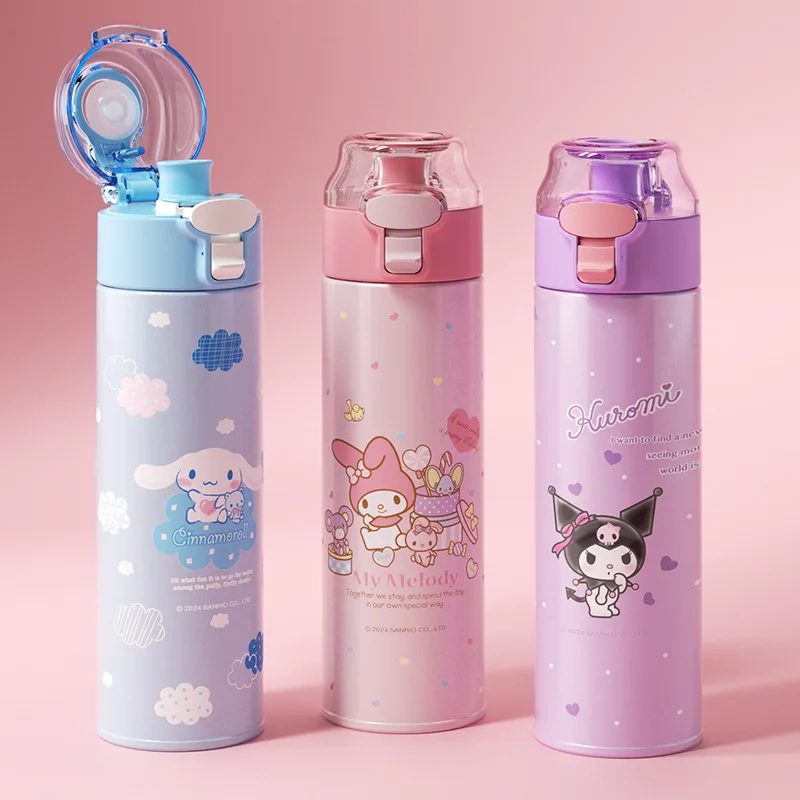 480ml Sanrio Family Series Insulated Cup Portable Cute Cinnamoroll Cartoon Water Bottle for Sports Home Office