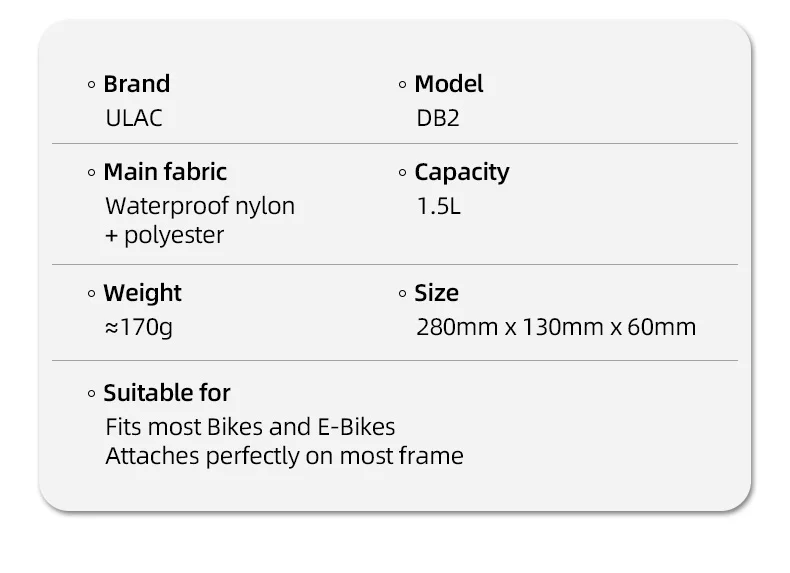ULAC Fahrradtaschen 1,5L Rahmenrohrtasche Fahrrad-Vordertasche Wasserdichtes Material Kleine Innen-/Seitentasche MTB Rennrad-Tasche – Detail 3
