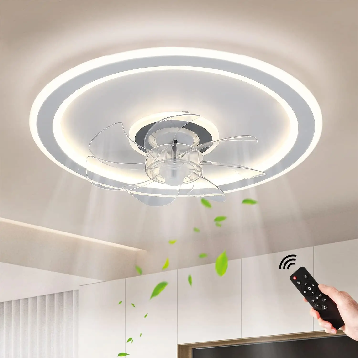 Deckenventilator mit Licht und Fernbedienung 54W Dimmbar Deckenleuchte Mit Fernbedienung Deckenventilator Wohnzimmer für Schlafzimmer Esszimmer