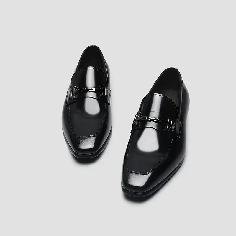 

2025 Men's Formal Shoes Genuine Leather Square Head English Style Lefu Shoes