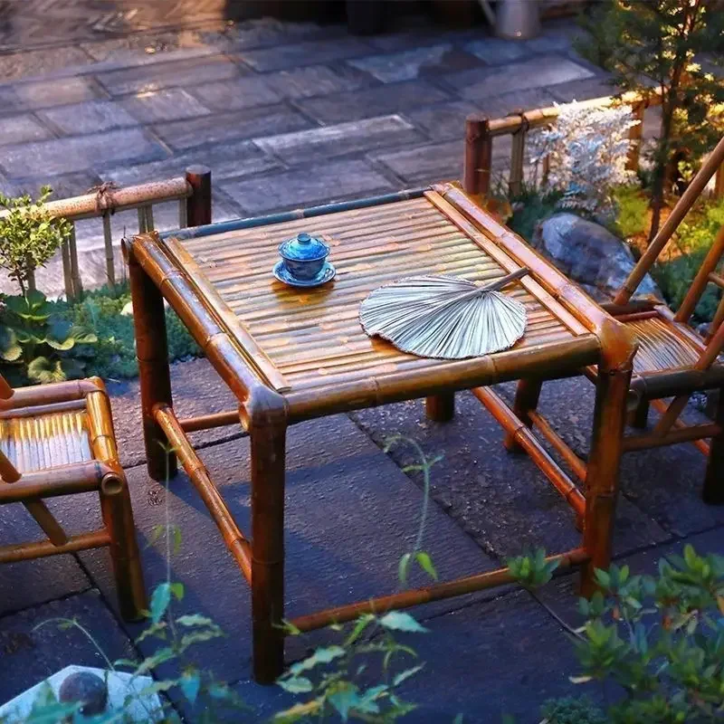 

Vintage bamboo outdoor square table tea table coffee bamboo products furniture