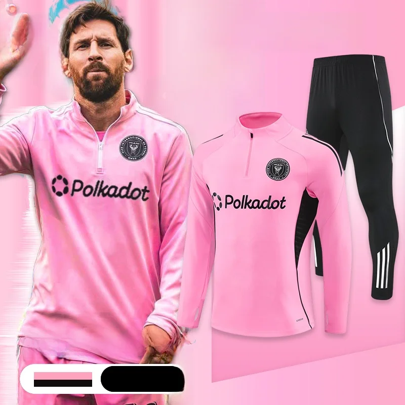 طقم تدريب كرة القدم بأكمام طويلة لموسم الخريف والشتاء في ميامي، زي رياضي للرجال والأطفال، زي كرة قدم للكبار والأطفال برقم ميس... #2