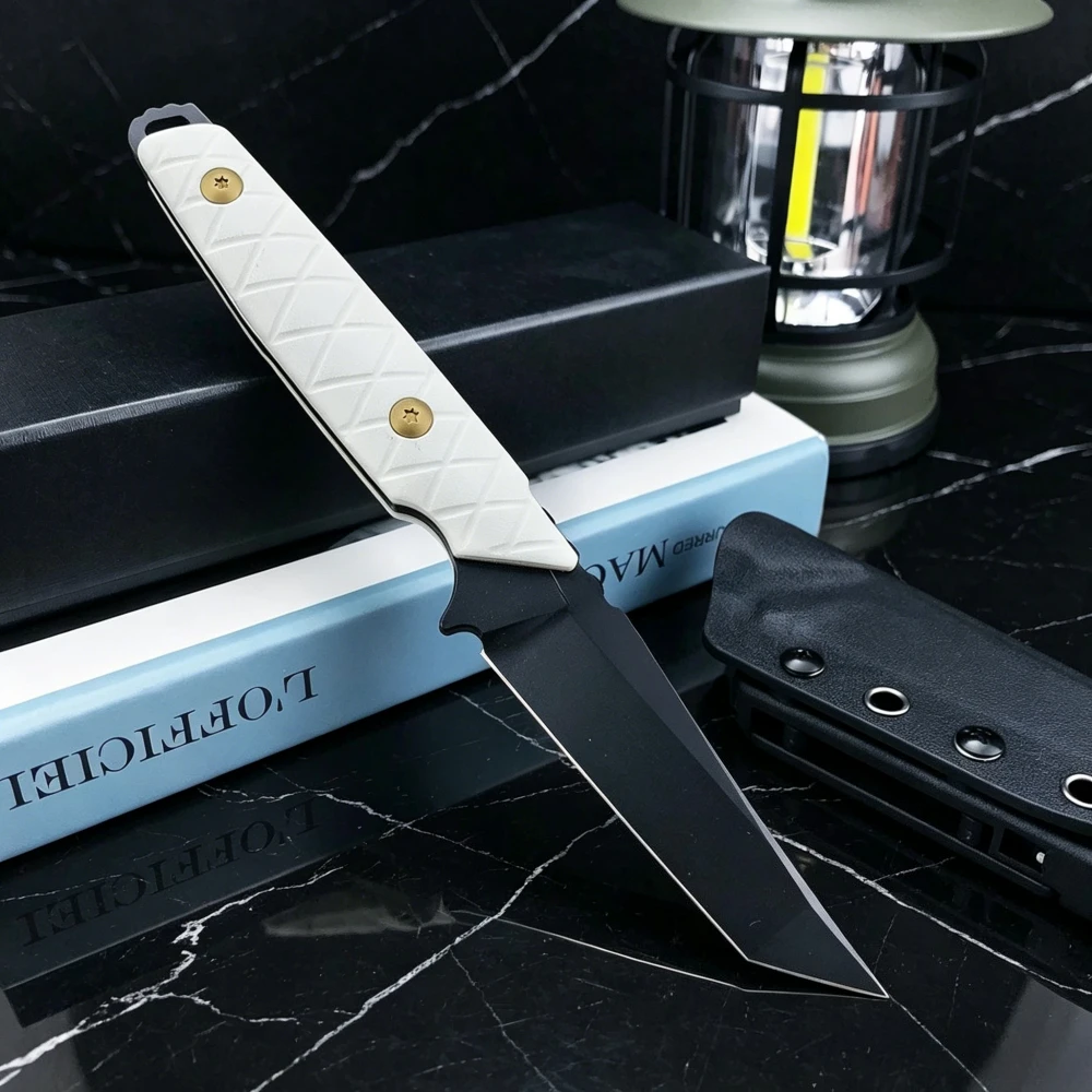

Outdoor Camping Utility Fixed Blade Knife with Kydex Sheath EDC G10 Handle D2 Steel Portable Fishing Hiking Backpacking Knives