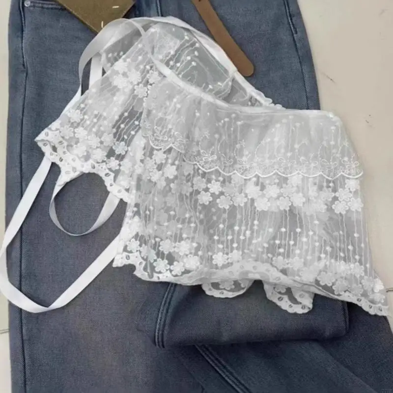 77HE Ruffle Lace Camadas Falsas Mini -saia Tieback Tieback Sweeping Extender