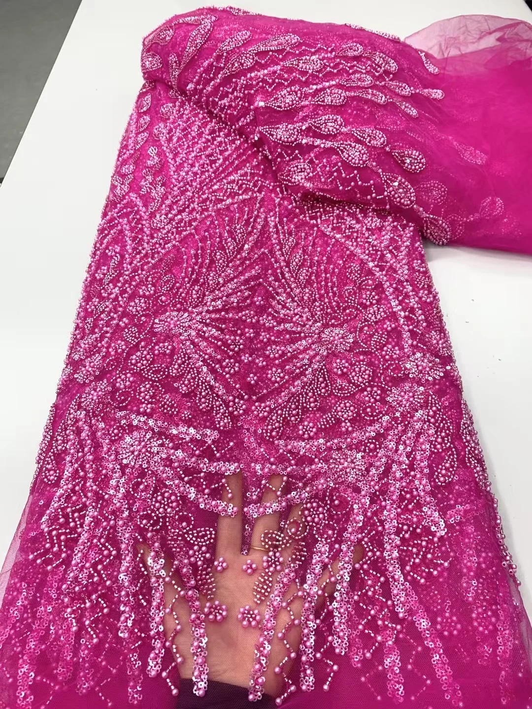 

Новое поступление, дизайн, африканская кружевная ткань с блестками и бисером, роскошная французская сетчатая кружевная ткань, золото 2025, праздничное платье для шитья тканей