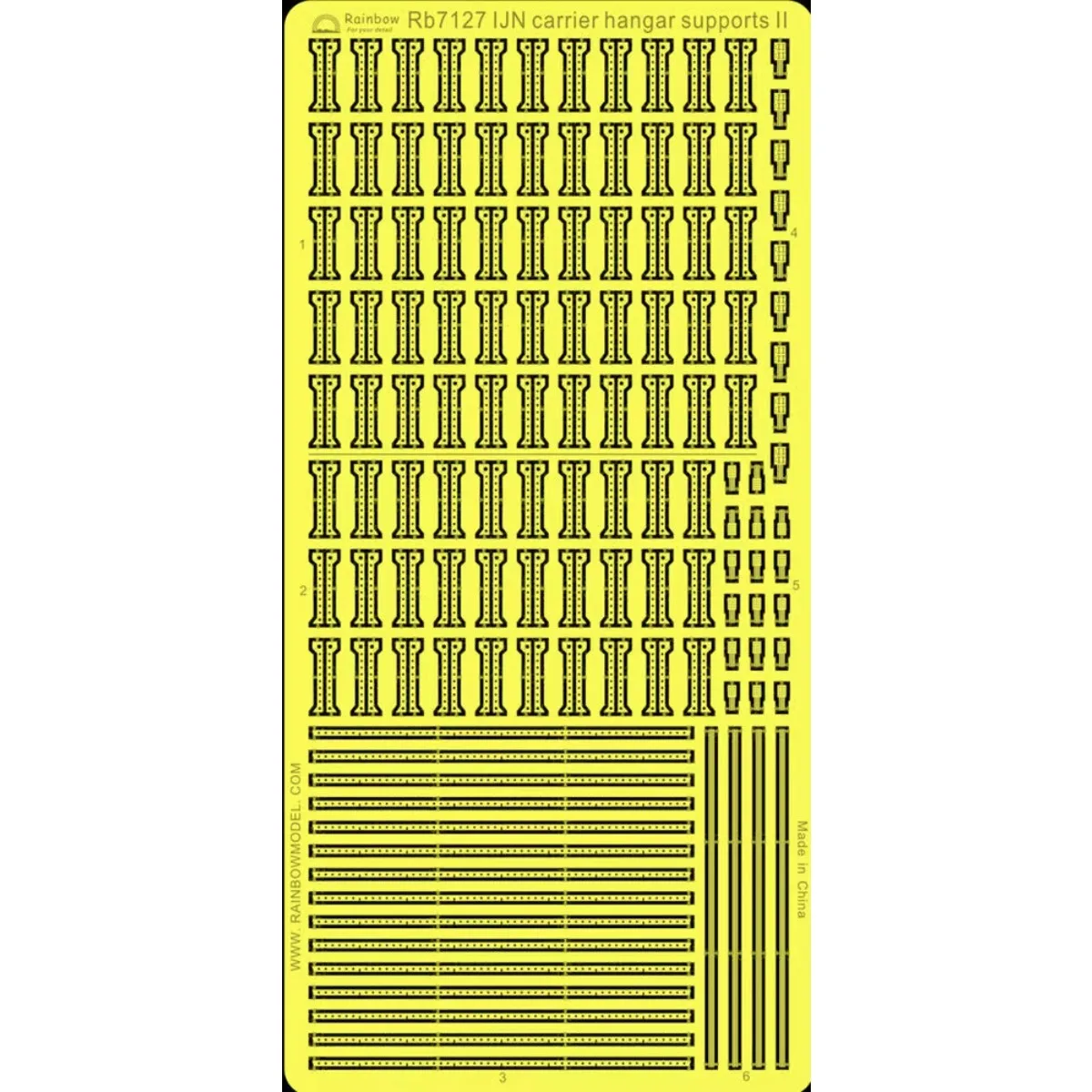 Радуга Гравирующая часть PE 1/700 IJN Carrier Hangar поддерживает II фотогравированный RB7127
