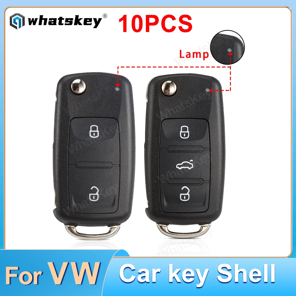 10Pcst 2/3 pulsanti chiave a distanza pieghevole Shell per Volkswagen VW Golf MK6 Passat B5 Polo Tiguan Beetle Jetta Caddy Eos Skoda Seat