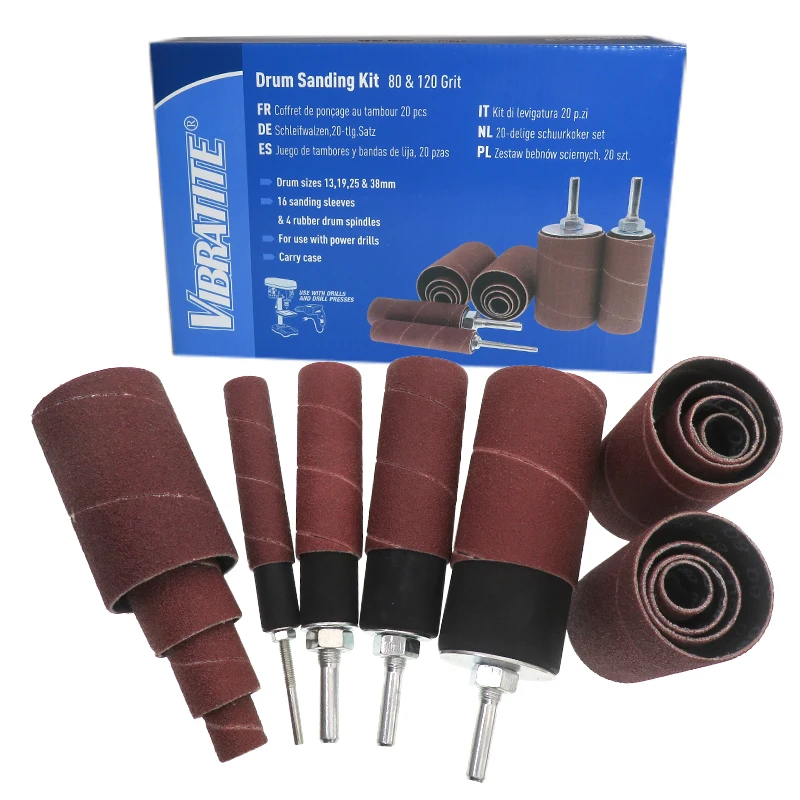 Drum Schuurset, 20 Stuks Rubberen Spindel Schuren Drum Sander Tool Kit Set voor Kolomboor voor Home Improvement Hobby Timmerwerk