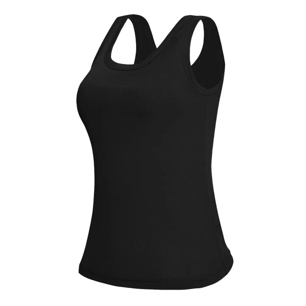 

Tank Tops Yoga Vest with Built-in Bra Super Soft Stretch Fabric Camisole Square Neck Sleeveless Slim Fit Layering Activewear Top