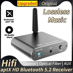 Aptx-HDワイヤレスオーディオアダプター,Bluetooth 5.2,Hifiミュージックレシーバー,3.5mm,Toslink/同軸出力,スピーカーアンプ,車