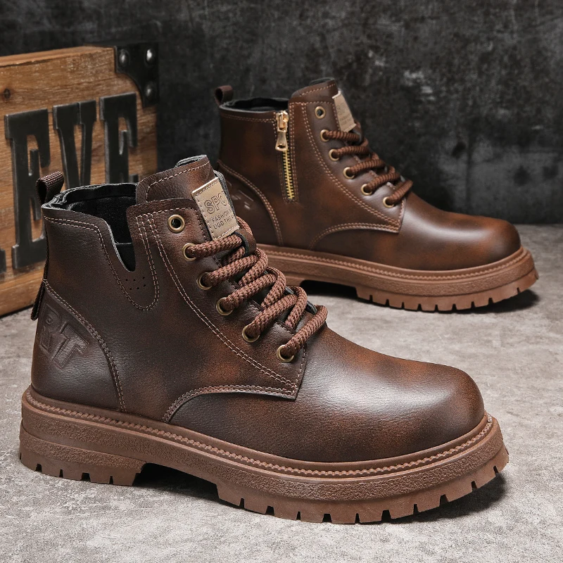 

Мужские зимние ботинки класса люкс. Мужская обувь. Ботильоны. Мужская обувь. Британские ботинки-карго. Уличная универсальная повседневная обувь больших размеров.