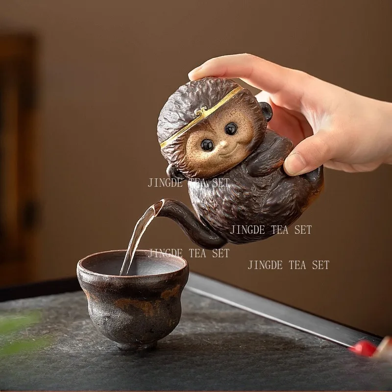 

150 мл чайник Wukong, креативный домашний чайник, противоожоговый горшок с ручкой, настольный орнамент, посуда для питья, аксессуары для чайной церемонии