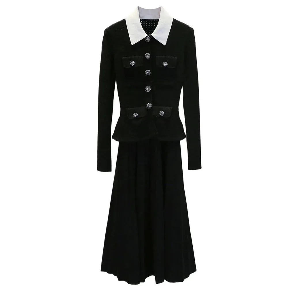 

Женское черное трикотажное облегающее платье с длинными рукавами, плиссированное элегантное платье для дня рождения, халат миди