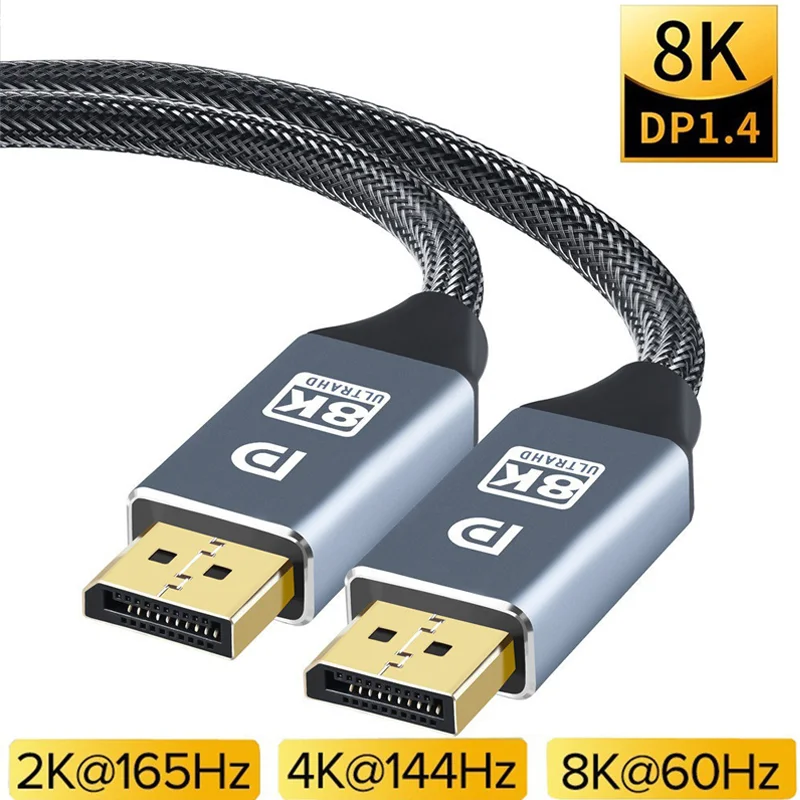 8K DisplayPort Cable 8K@60Hz 4K@144Hz DP 1.4 Male Ultra High Speed Cord for Laptop/PC/TV/Gaming Monitor DP Cable