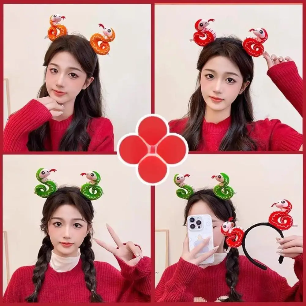 Creative Funny Snake Zodiac Headbands for Women Girls Cute Headdress Performance Photo Girl's New Year Hair Accessories Gifts