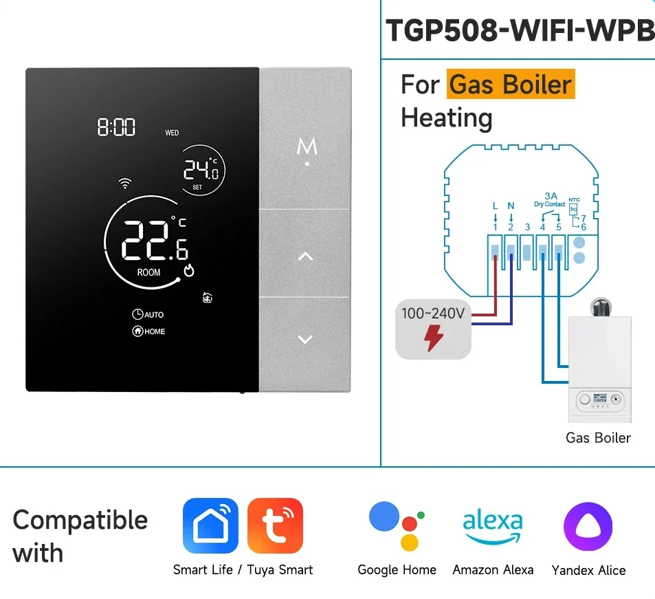 WiFi Thermostaat Tuya Smart Home Thermoregulator Voor Boiler/Elektrisch/Vloerverwarming Temperatuurregelaar Alice Alexa Google