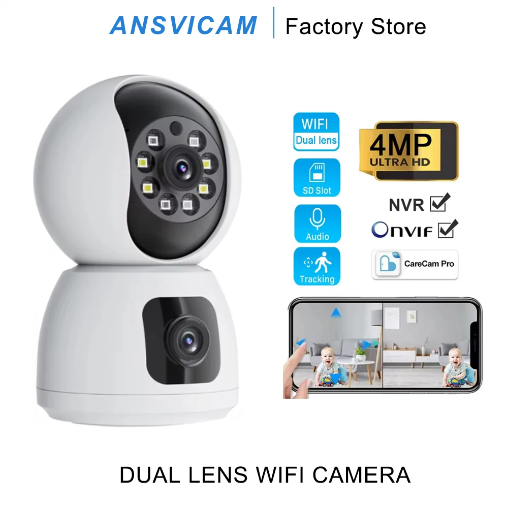 

ANSVICAM 4MP 2K PTZ Camera IP WIF Smart Home Security Wireless Surveillance with Two-way Audio Baby Pet Monitor CareCam Pro