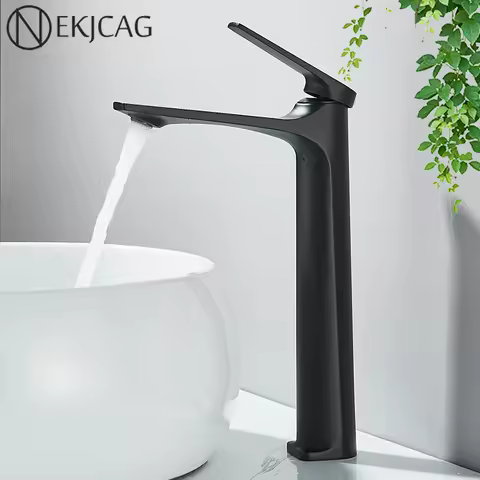 Brass Core Modern Bathroom Sink Faucet Single Handle Deck Mounted Wash Basin Water Tap Hot And Cold Mixer Tall