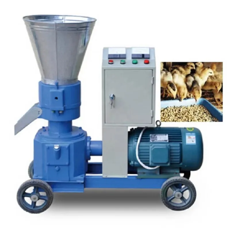 Mini troquel plano de pellets de paja de biomasa de virutas de madera, molino de pellets de madera a pequeña escala, máquina de procesamiento de alimentación