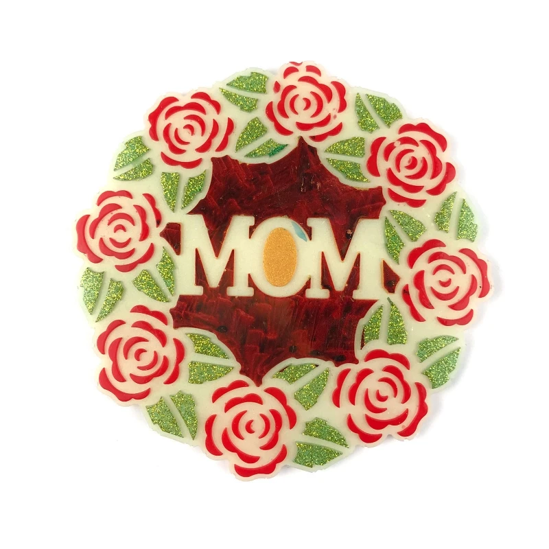 Y1UB MOM Mother Wreath Ornament Silicone Molds Diy Crystal Storage Tray Mold