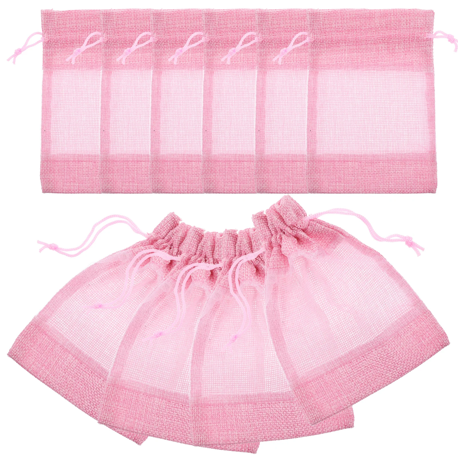 

10 Pcs Lavender Clear Window Storage Pouch Drawstring Bags Mesh Clear Window Small Storage Jewelry Pouches Travel Home