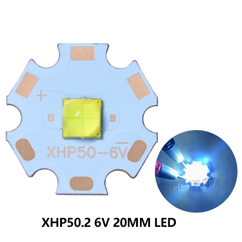 18W  XHP50 XHP-50.2 Cold White 6500K 6V 18W LED Beads Chip Input 12V Driver SMD5050 10 Dgeree Lens DIY Flashlight SpotLight Part