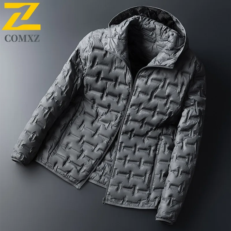 

COMXZ 2025 Мужская зимняя толстая куртка-пуховик с капюшоном и хлопковой подкладкой, водонепроницаемая, ветрозащитная, теплая, тактическая, легкая спортивная ветровка
