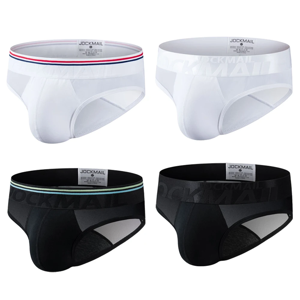

Jockmail Men Underwear Cotton Briefs Lace See Sexy Sissy Lingerie Striped Lingerie High Quality Man Triangular Panties 4pc