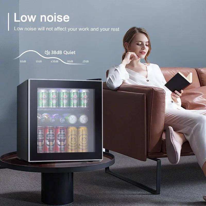 Mini Fridge Cooler - 60 Can Beverage Refrigerator Glass Door for Beer Soda or Wine –Small Drink Dispenser Machine Removable