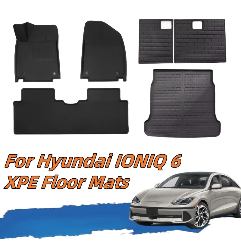 

3D Floor Mats For Hyundai Ioniq 6 2023 2024 All-Weather Premium XPE Material Front Rear Cargo Liner Trunk Backrest Mats Newest